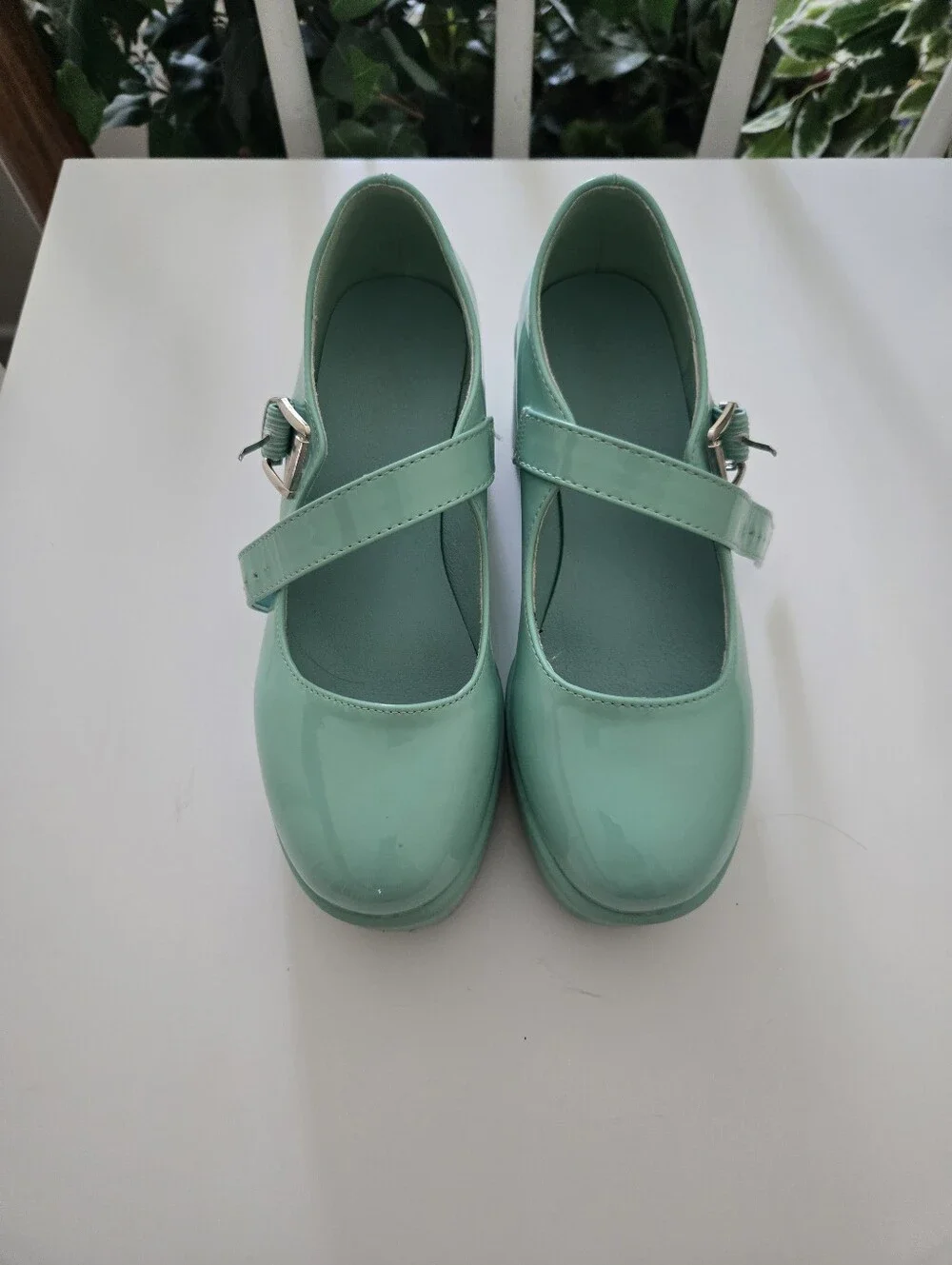 Glossy Mint Platform Mary Jane Pumps
